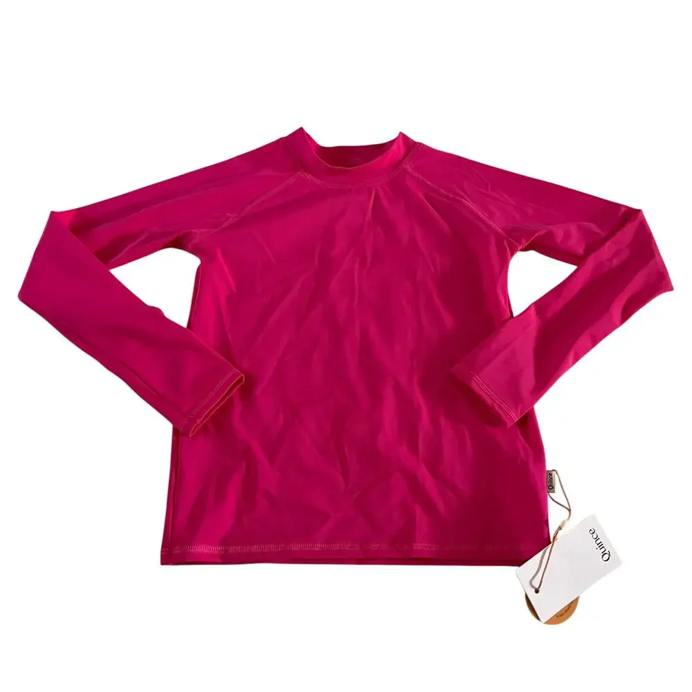 NWT Quince Pink Long Sleeve UPF 50 Rash Guard Sz 8T Swim Bathing Suit